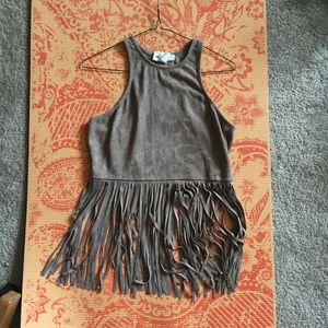 Suede Fringe crop top